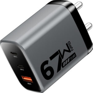 boAt 67 W GaN 3 A Wall Charger for Mobile with Detachable Cable(Ash Grey)