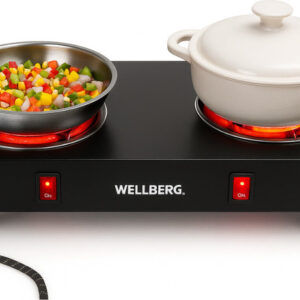 Wellberg Compact 2000W Electric Stove Dual Coil Double Burner Hot Plate for Easy Cooking Electric Cooking Heater(2 Burner)