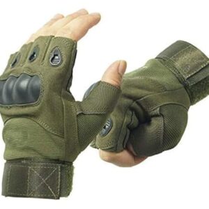 Aepigo Nylon Tactical Half Finger Gloves for Sports, Hard Knuckle,Hiking,Cyclling,Travelling,Camping,Outdoor,Boxing, Motorcycle Riding, Arm Shooting Gym Gloves, Green