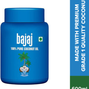 BAJAJ 100% Pure Coconut Oil Wide Mouth Jar Made with Premium Grade 1 Quality Hair Oil(600 ml)