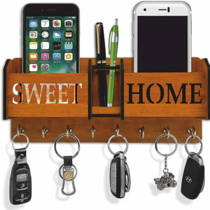 CAPIO ART Home Sweet Home / office / kitchen/ wall Wood Key Holder(8 Hooks, Brown)