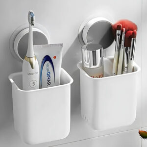 eskia Plastic Toothbrush Holder(Grey, Wall Mount)