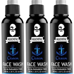 Muuchstac Ocean Face Wash for Men | Fight Acne & Pimples, Brighten Skin, Clears Dirt, Oil Control, Refreshing Feel - Multi-Action Formula (3x100 ml)