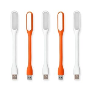Oblivion Mini USB LED Desk Light 5Pc – Adjustable Bendable Portable Lamp for Power Bank, Laptop Use, Energy-Saving Combo Pack with Light White Color, Eye Protection for Night Reading & Bedroom Work