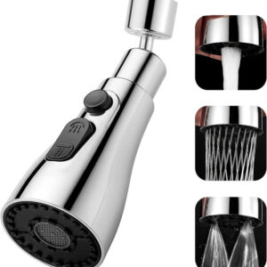 XBEY Faucet head Universal Kitchen Faucet 3-Function Pull Down Sink Sprayer Tap Extender for Kitchen Sink, Flexible Faucet with Tap Extension Aerator Foam Flow Faucet(Single Handle Installation Type)