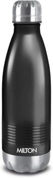 Milton Duo DLX 1000 Thermosteel Bottle, 1000 ml Water Bottles, 24 Hours Hot and Cold, Easy to Carry, Easy Grip, Rust Proof, Tea, Coffee, Office, Travel Bottle, Matt Black