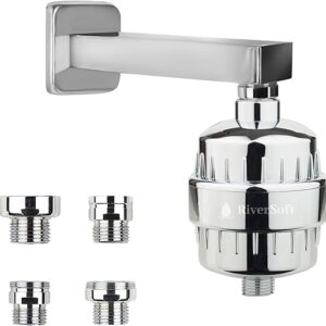 RiverSoft SF-15 Pro Tap Filter for Hard Water with 15 Stage with Tap Adaptors| Water Softener for Bathroom (Chrome)