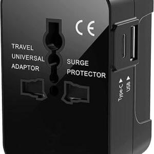 rts Type C (USB C) Universal Travel Adapter with Type C, 3 in 1 Universal Adapter Plug, Travel Essentials Accessories with 1 USB, 1 USB-C with 2.4A, Travel Adaptor for Phone, Laptop, Mobile, Tablet