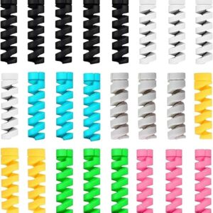 Sounce 25 Pcs Spiral Cable Protectors & Wire Protectors Spring Wire for All Wired Accessories for USB Charger, Data Cable, Headphones, MacBook, Laptop, Elastic Cord Saver (Multi-Color)