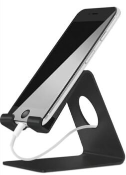 Universal Mobile Holder Stand with Metal Body, Anti Skid Design, Light Weight for All Smartphones, Tablets, Kindle, iPad(Black)