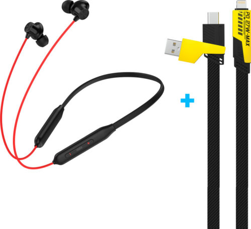Aroma Combo 2 – NB120 Amaze upto 50H* Neckband + UC720, 4in1 65W Fast Charging Cable Bluetooth