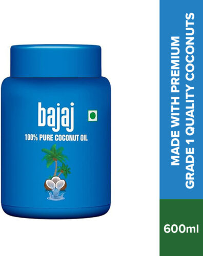 BAJAJ 100% Pure Coconut Oil Wide Mouth Jar Made with Premium Grade 1 Quality Hair Oil