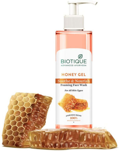 Biotique Honey Gel Soothe & Nourish Foaming Face wash | Soap Free Formula | Reduce Dryness | 100% Botanical Extracts | Suitable for All Skin Types