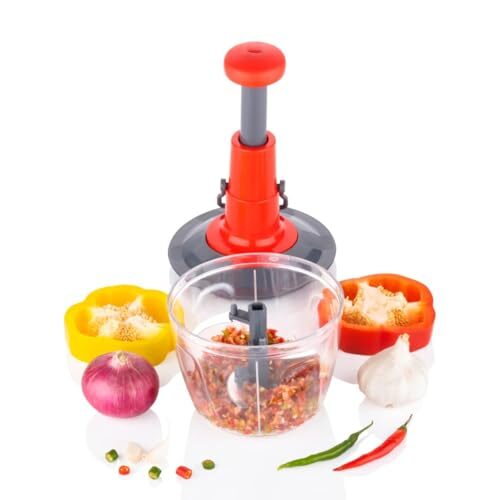 VEKSOR EffortlessSlice 900ml Push Chopper: Dual-Blade Vegetable & Fruit Chopper