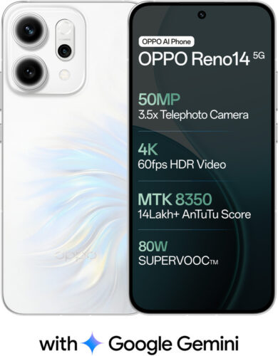 OPPO Reno14 5G (Pearl White, 12GB RAM, 512GB