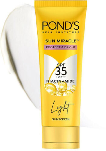 POND’s Sunscreen – SPF 35 PA+++ Light Sun Miracle Protect & Bright, With Niacinamide