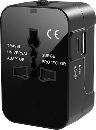 rts Universal Travel Adapter – Type C USB-C, 3-in-1 Universal Adapter Plug, Travel Accessory With 1 USB-C, 2.4A, All-In-One For Phone, Laptop, Mobile, Tablet, White