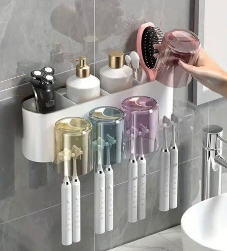 HASTHIP® Wall Mounted Toothbrush Holder Dring Rack