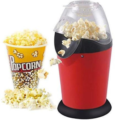 Aluminum Alloy Oil Free Popcorn Maker Hot Air Popper Popcorn Electric Machine Perfect Maker Snack with Measuring Cup and Removable Lid 200 Watt Instant Popcorn Grade