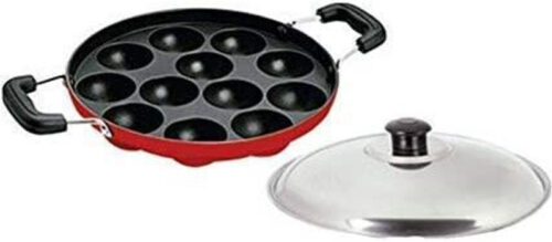 Swarambh 1 Red Appam Patra With Lid and Two Handles Paniarakkal