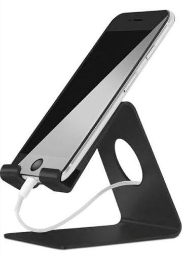 Portronics MODESK Universal Mobile Holder Stand with Metal Body, Anti Skid Design, Light Weight for All Smartphones, Tablets, Kindle, iPad(Black)