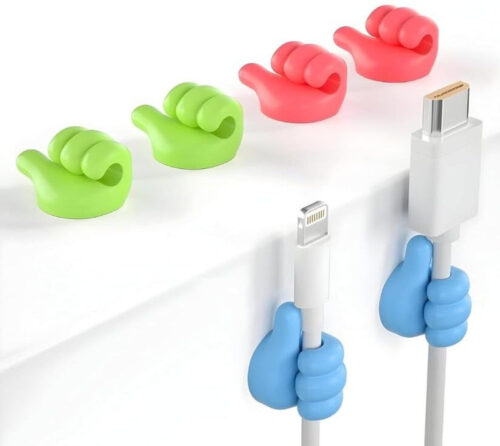 Creative Silicone Thumb Wall Hook, Multifunction Self Adhesive Cable Organizer Clips Key Hanger,